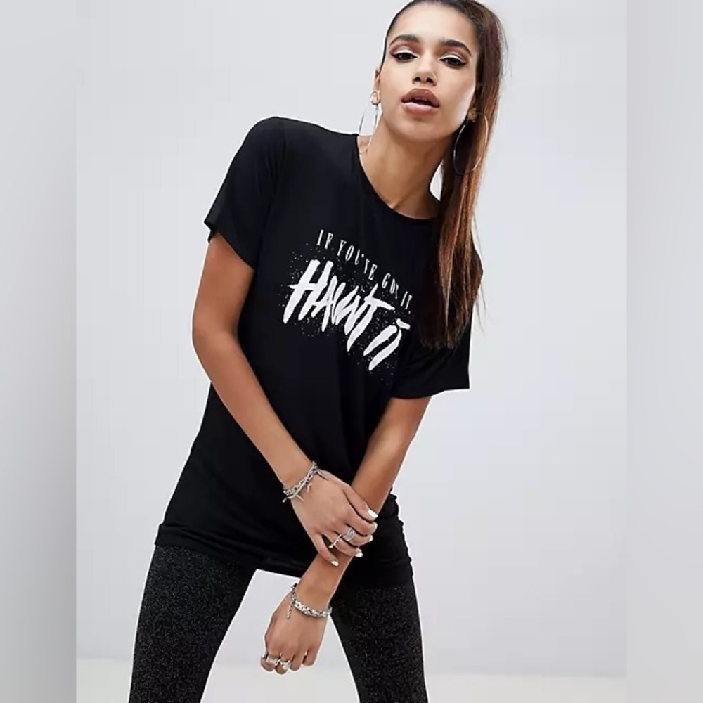 NWT ASOS Boohoo Halloween Slogan Tee in Black